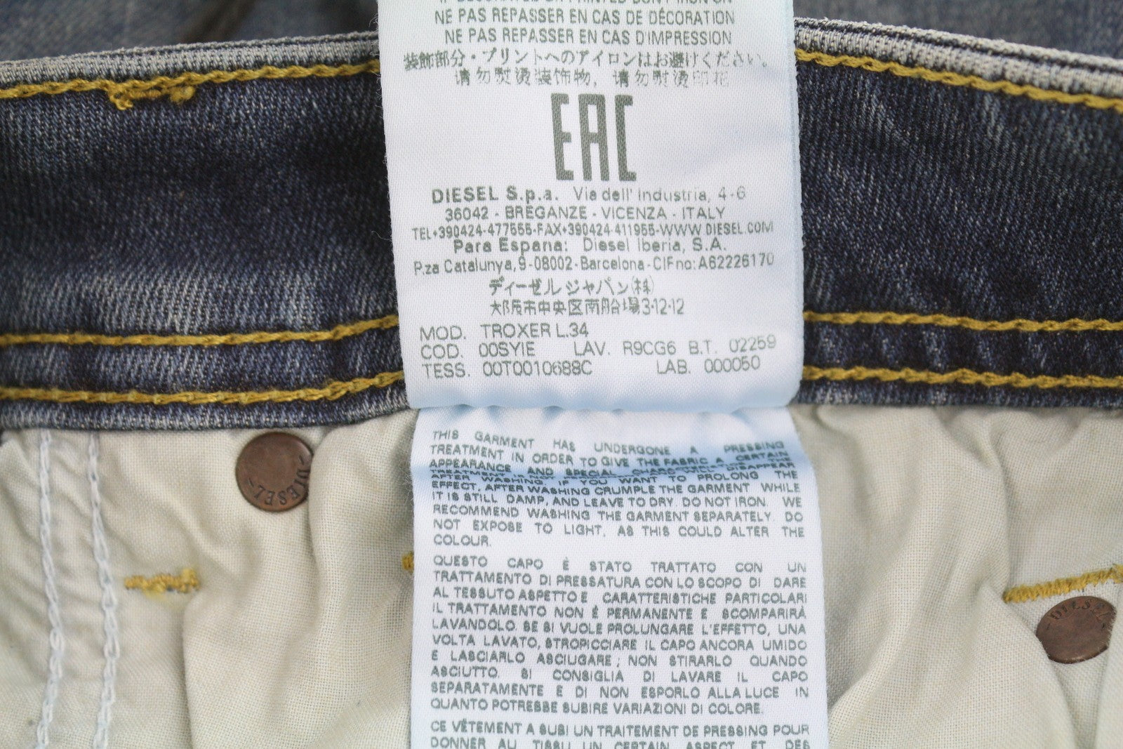 DIESEL Troxer R9CG6 Men's Jeans W28/L34 Blue Worn Slim Skinny Stretch