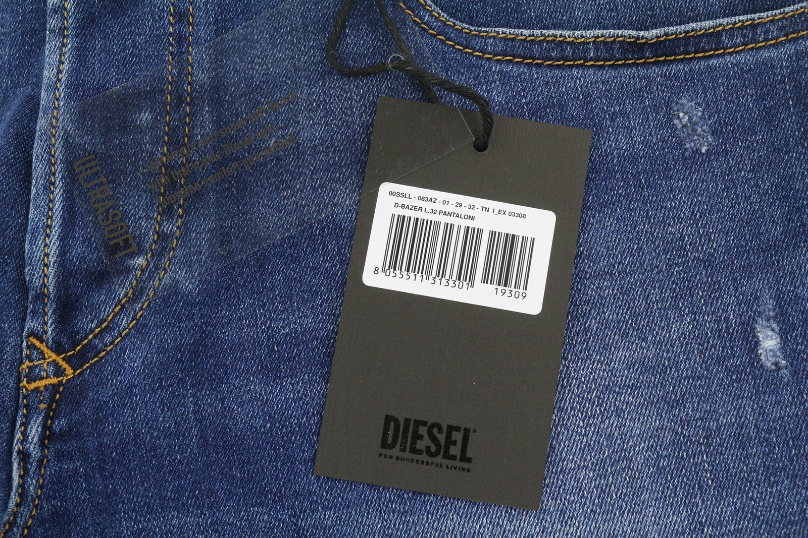 DIESEL D-Bazer 083AZ Men's Jeans W29/L32 Blue Worn Tapered Stretch
