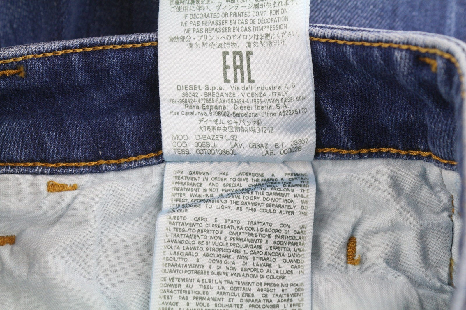 DIESEL D-Bazer 083AZ Men's Jeans W27/L32 Blue Distressed Taper Stretch