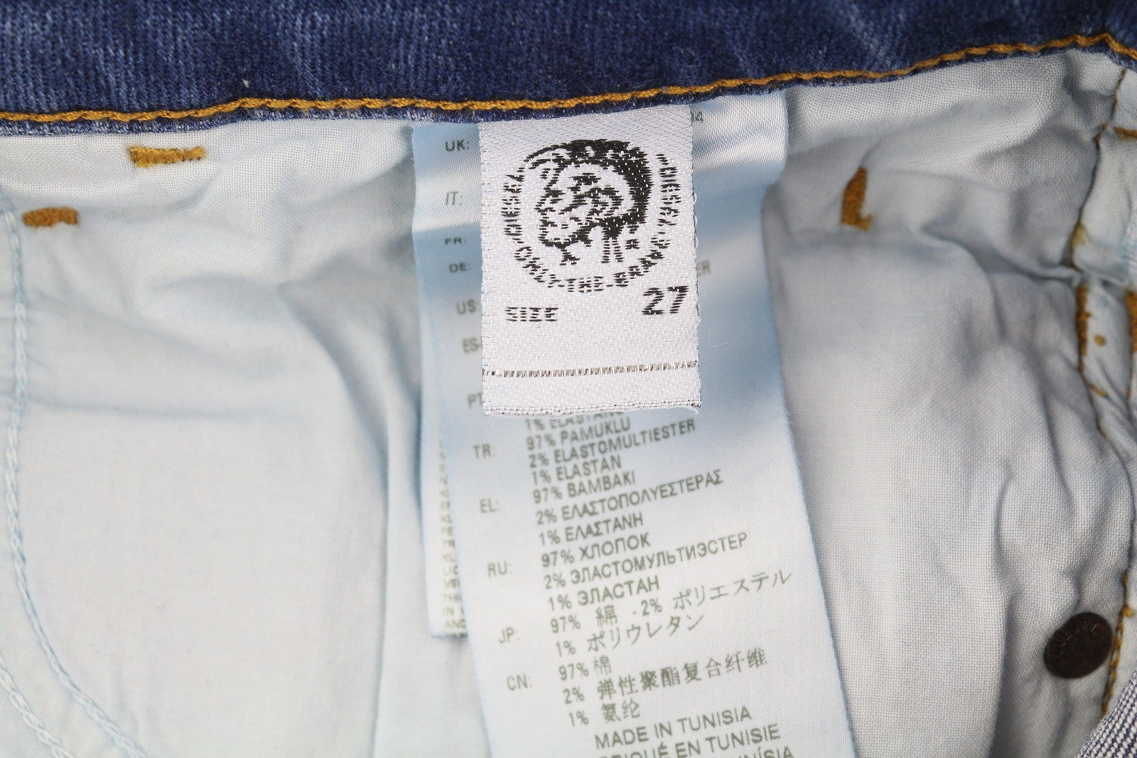 DIESEL D-Bazer 083AZ Men's Jeans W27/L32 Blue Distressed Taper Stretch