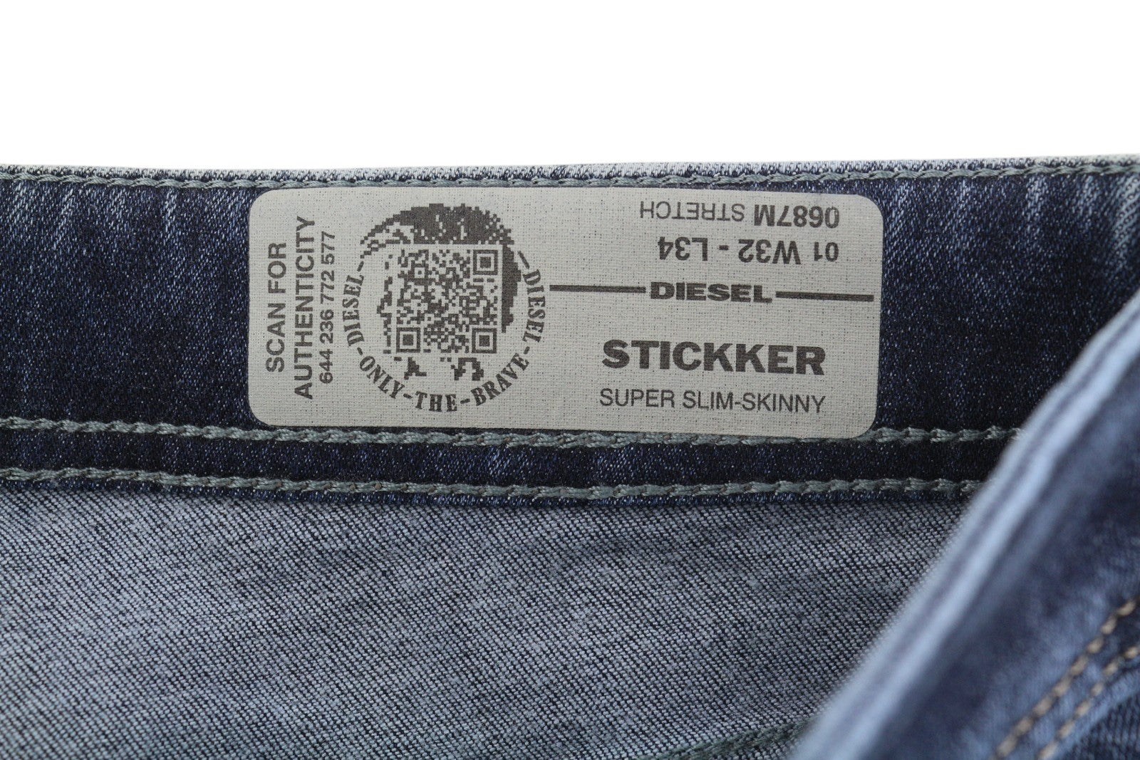 DIESEL Stickker 0687M Men's Jeans W32/L34 Blue Super Slim Skinny Stretch