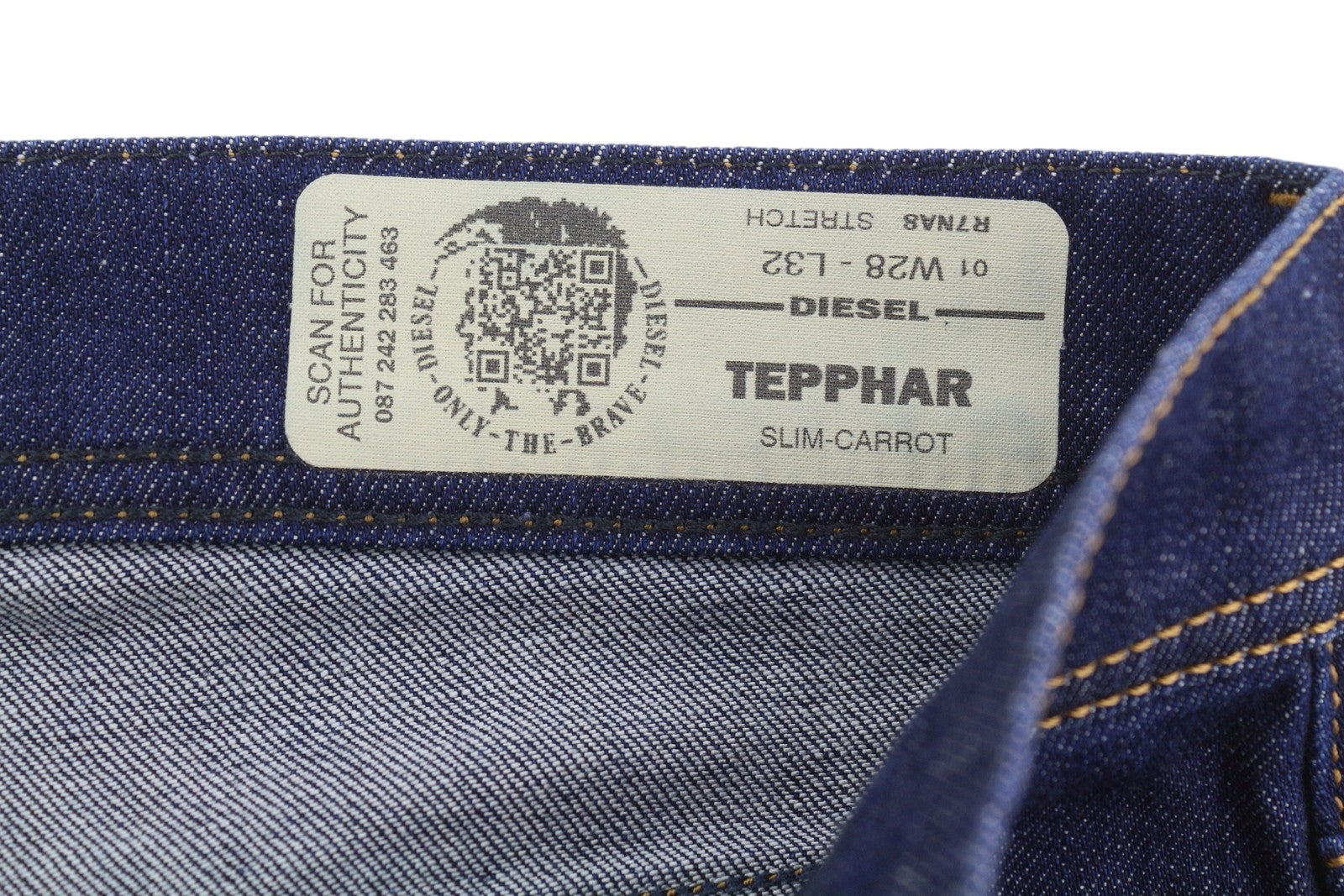DIESEL Tepphar R7NA8 Men's Jeans W28/L32 Blue Distressed Slim Carrot Stretch