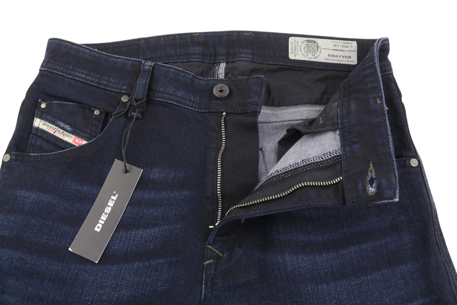 DIESEL Krayver R46D8 Men's Jeans W28/L32 Blue Regular Slim Carrot Stretch