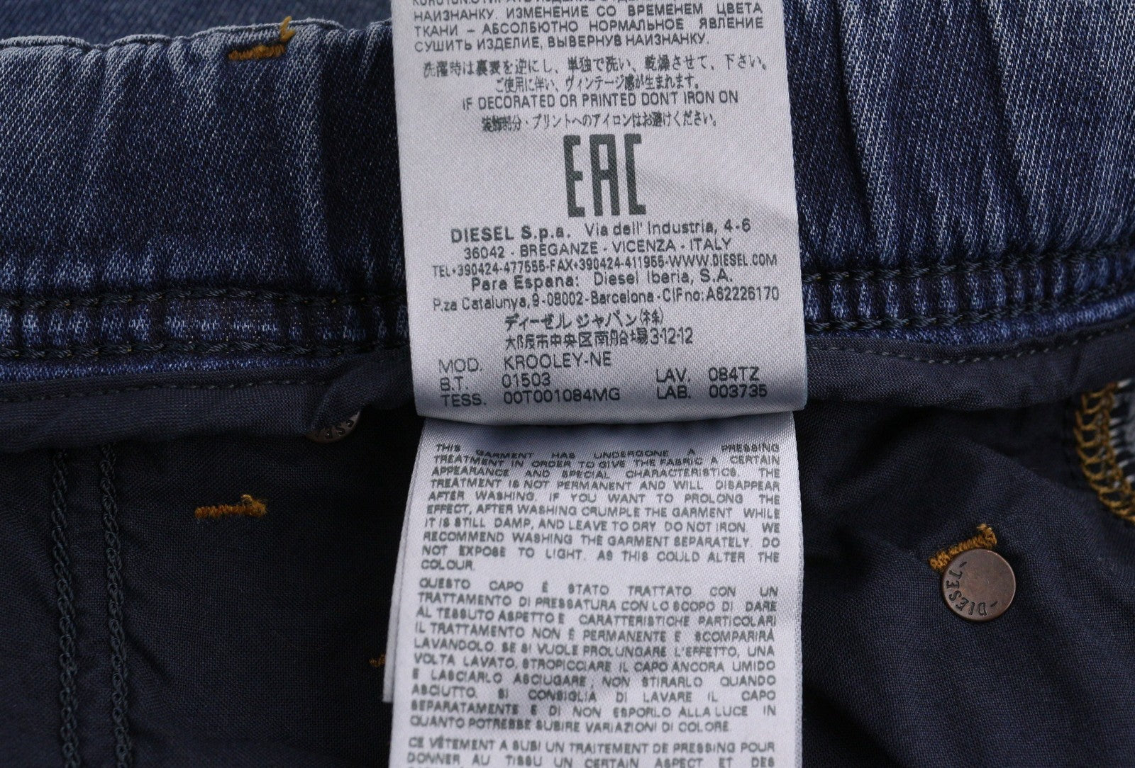 DIESEL Krooley-Ne 084TZ Men's Jeans W28 Blue Faded Slim Jogg Denim
