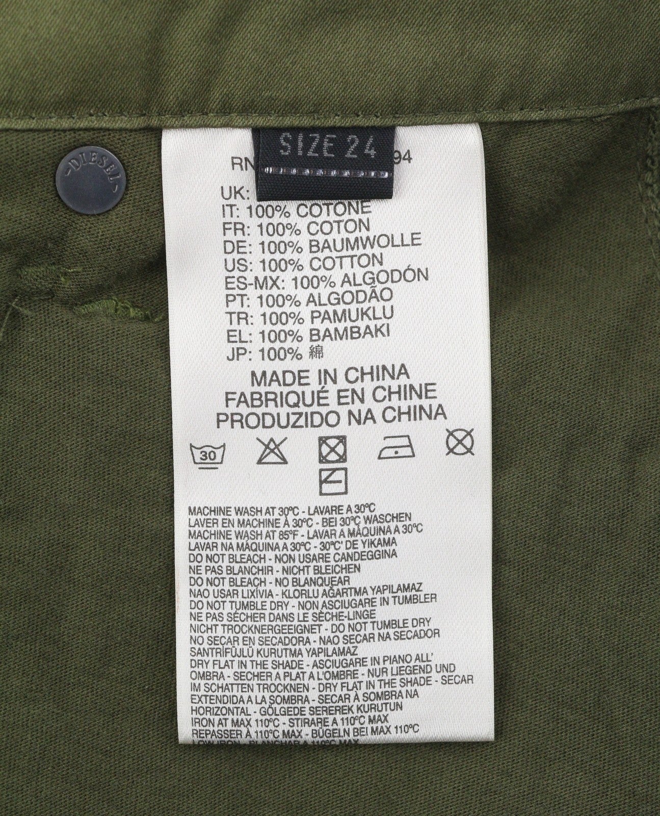 DIESEL Fayza-AA 0EALI Women's Trousers W24 Khaki Green Slim Jogg Tricot