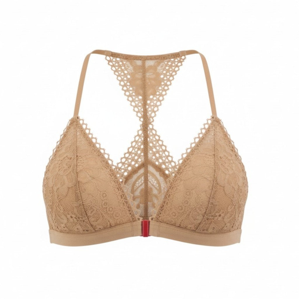 SCANDALE Le Triangle Back Detail Sensual-Nude T17 Women's Bra M Lace 3 Pads