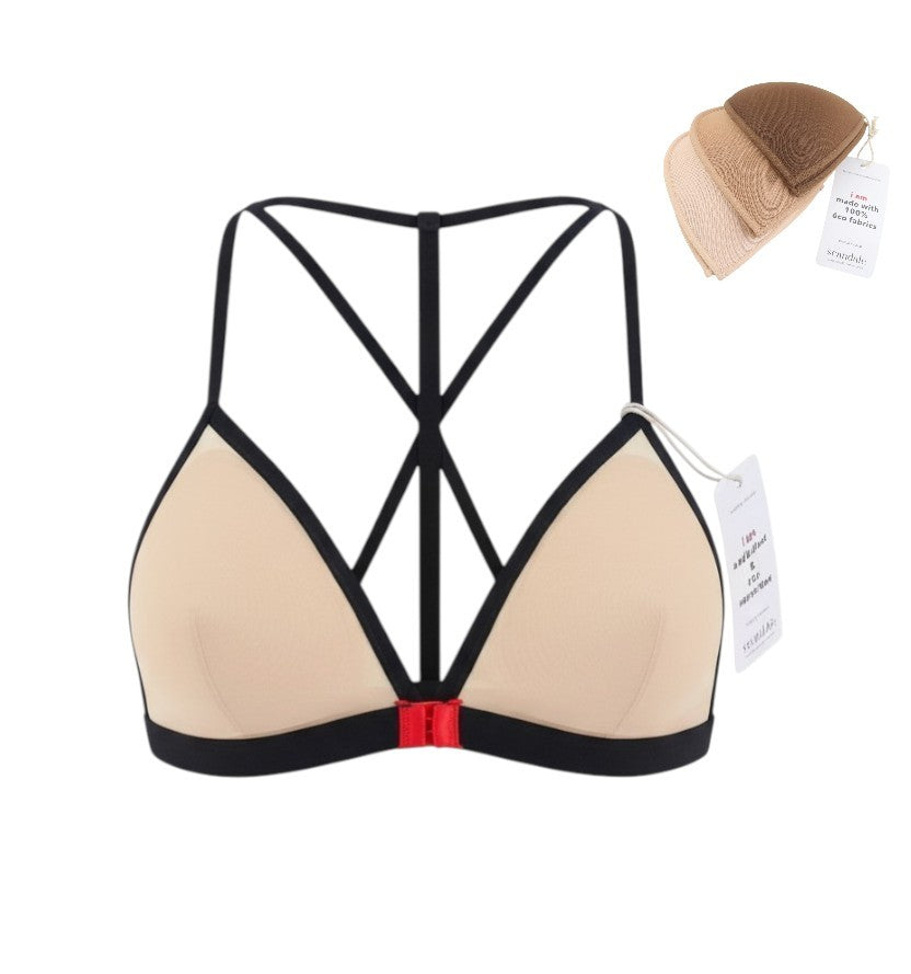 SCANDALE Le Triangle Back Detail Sleek-Nude A14 Women's Bra L Clip 3 Pads