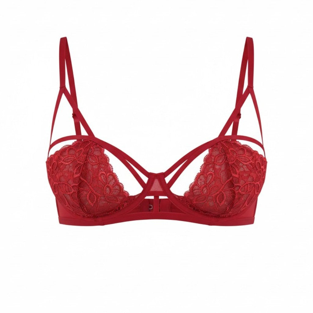 SCANDALE Le Bandeau Unpadded Sublime-Red Women's Bra 85C Guipure Lace