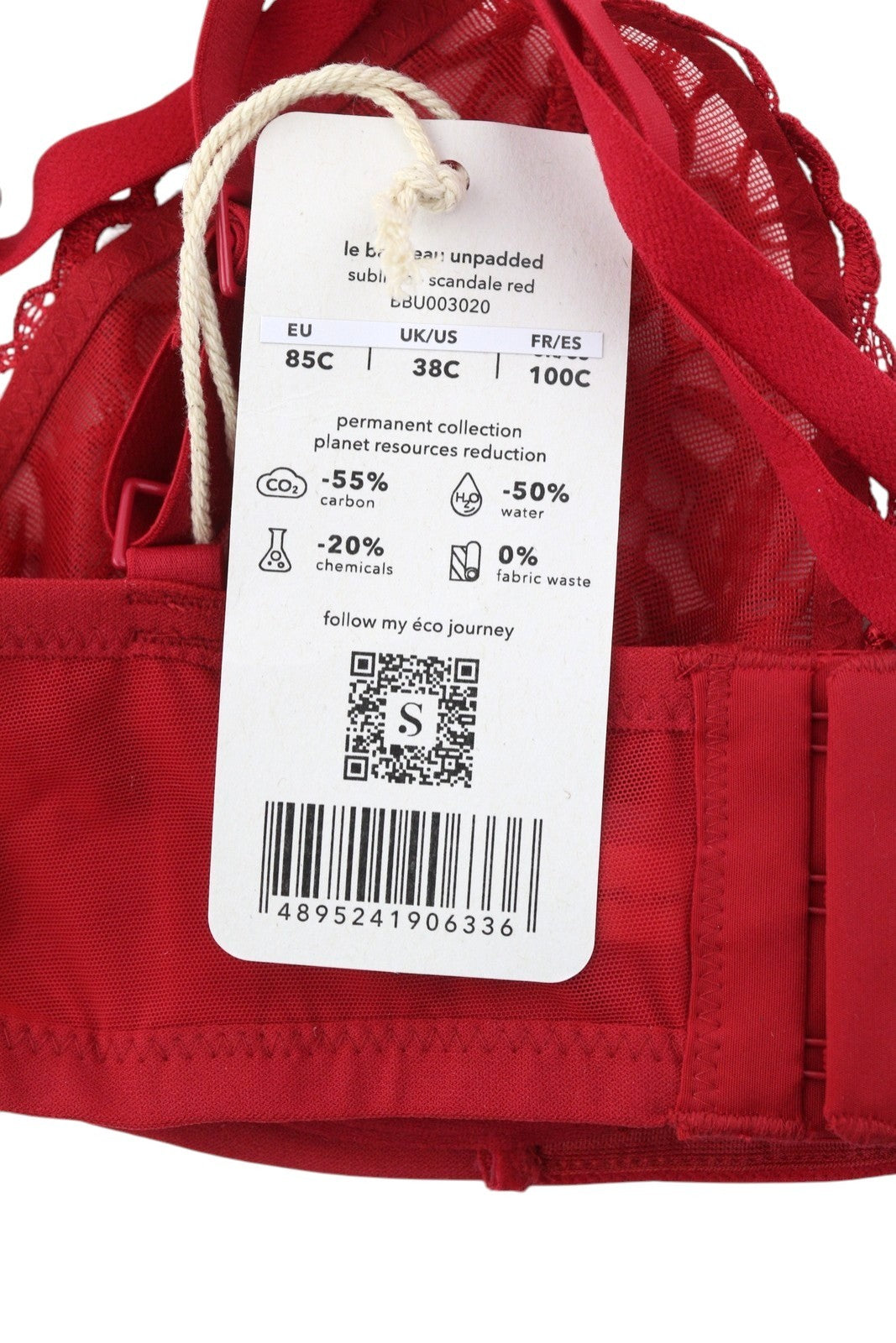 SCANDALE Le Bandeau Unpadded Sublime-Red Women's Bra 85C Guipure Lace
