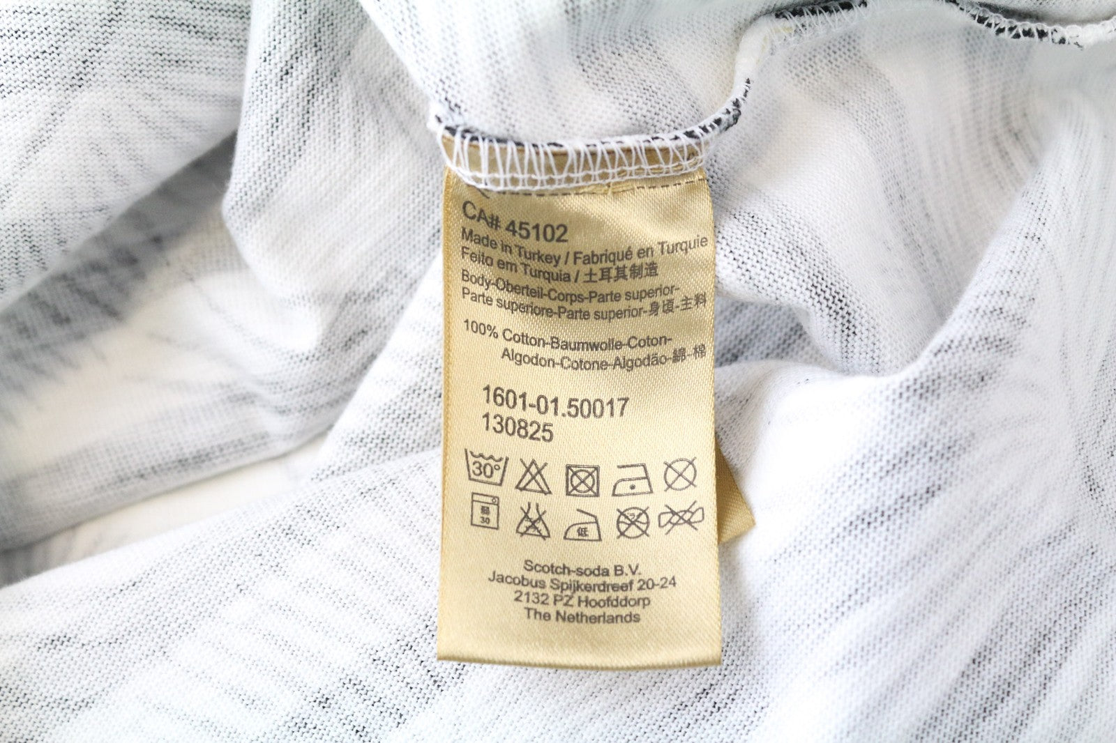 SCOTCH & SODA Ams Couture Men's Tee S Black White Patterned Cotton Relaxed