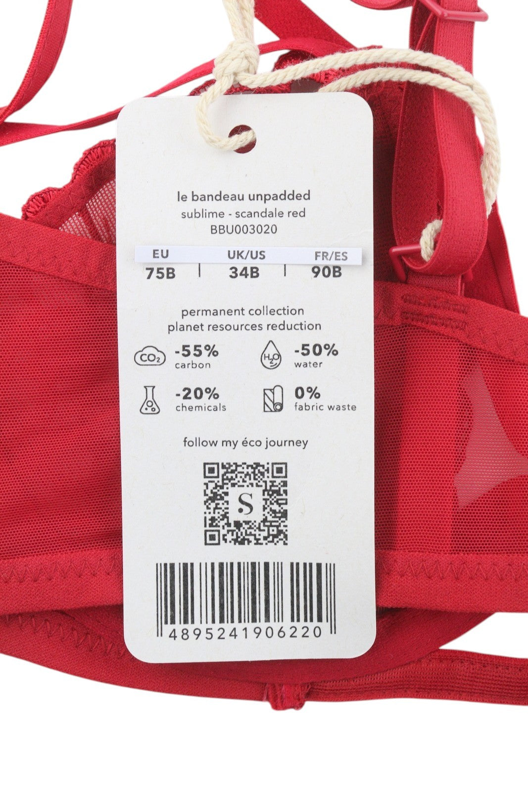 SCANDALE Le Bandeau Unpadded Sublime-Red Women's Bra 75B Guipure Lace