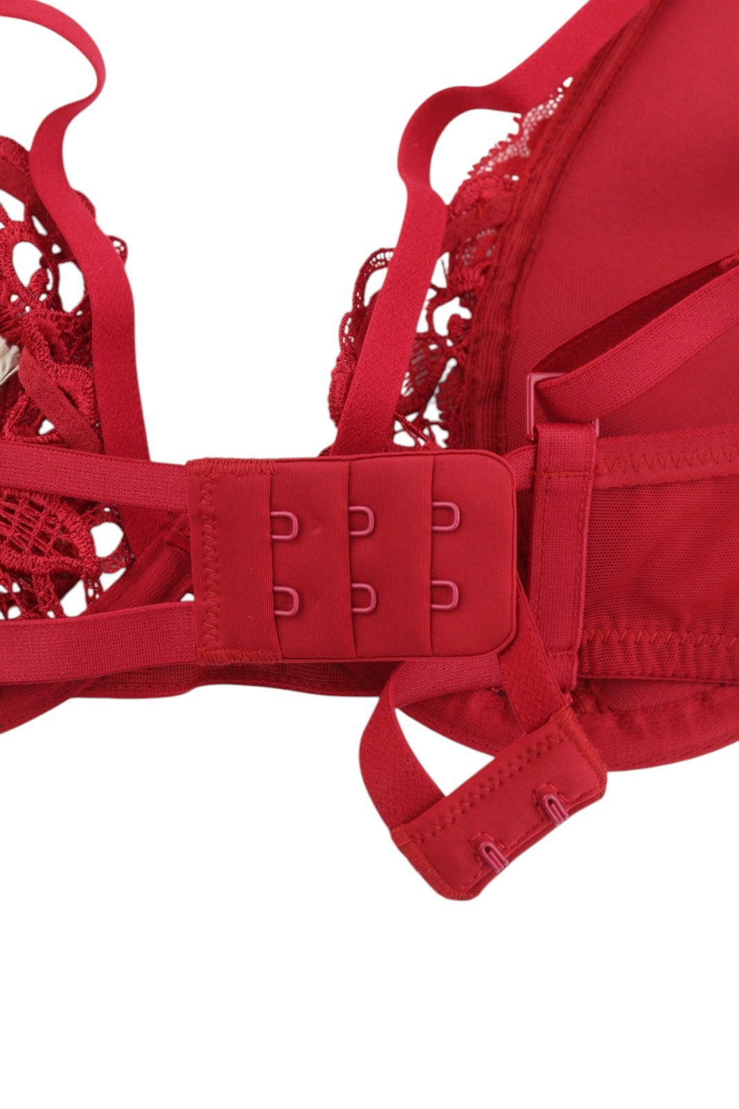 SCANDALE Plunge In Glamour Lace-Wired Women's Bra 75C Red Guipure Lace