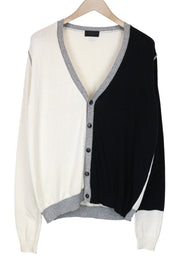 RICHMOND Men's Cardigan 50 Off-White Black Cotton Wool Long Sleeve Zip