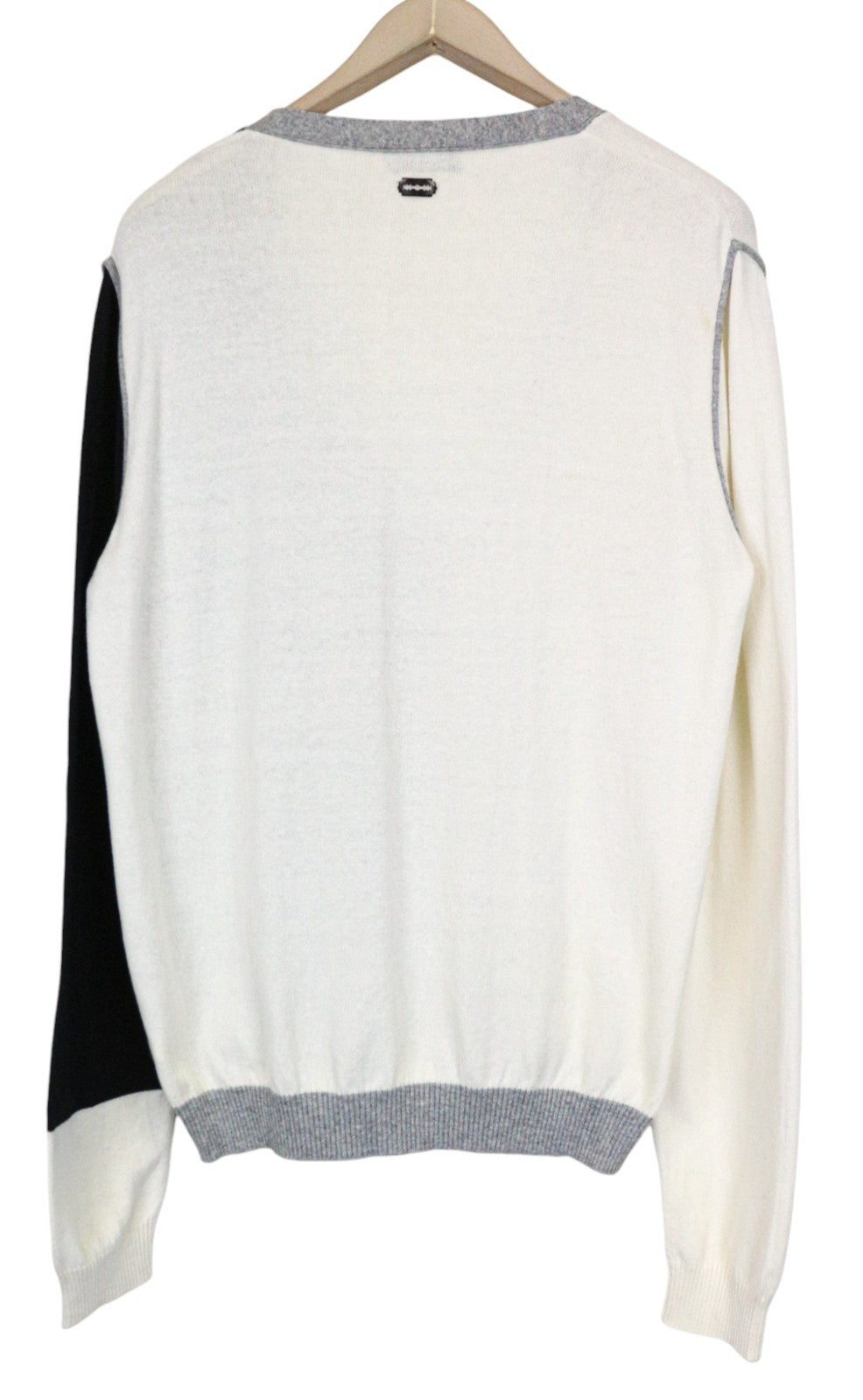 RICHMOND Men's Cardigan 50 Off-White Black Cotton Wool Long Sleeve Zip