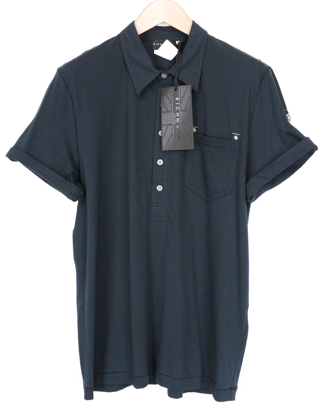 RICHMOND Men's Polo L Teal Blue Green Pure Cotton Short Sleeve Casual Top