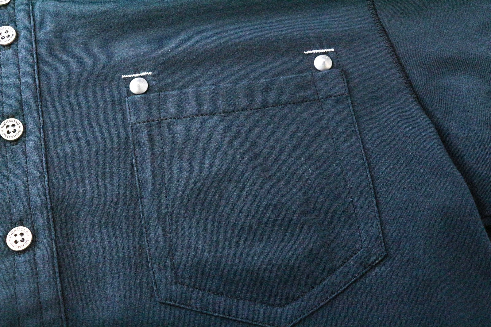 RICHMOND Men's Polo L Teal Blue Green Pure Cotton Short Sleeve Casual Top