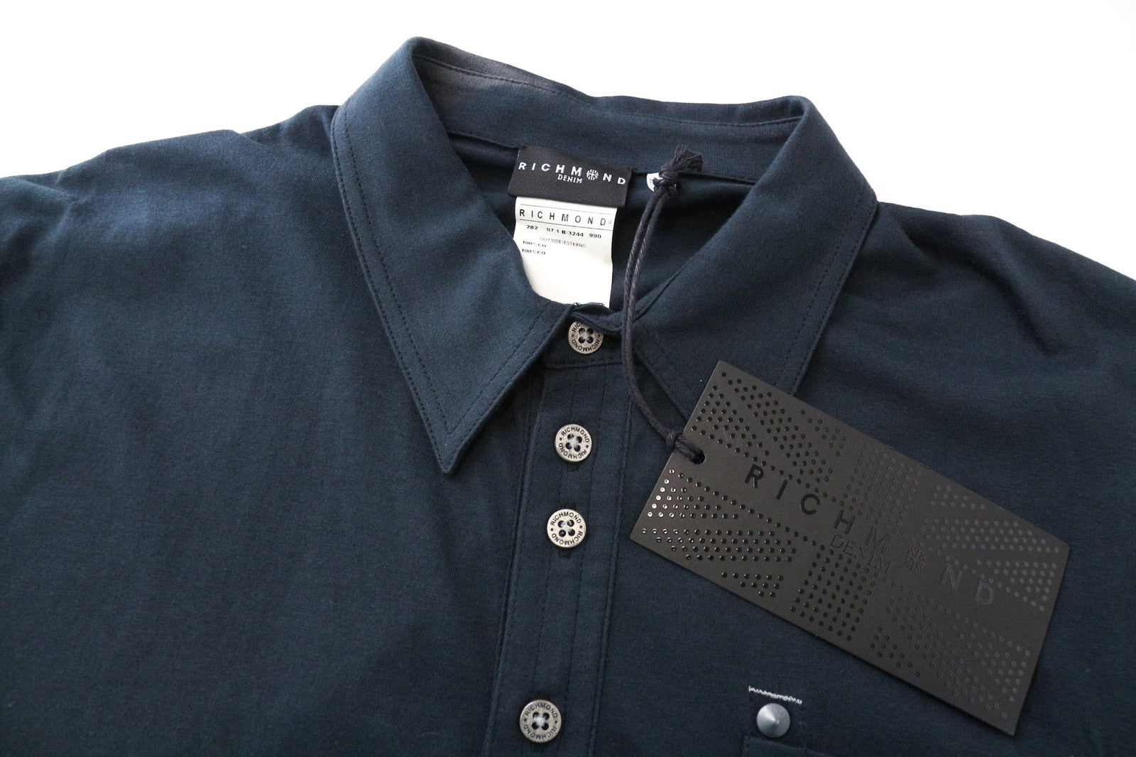 RICHMOND Men's Polo L Teal Blue Green Pure Cotton Short Sleeve Casual Top