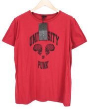 RICHMOND Men's Tee L Red Pure Cotton Logo Print Pullover Short Sleeve