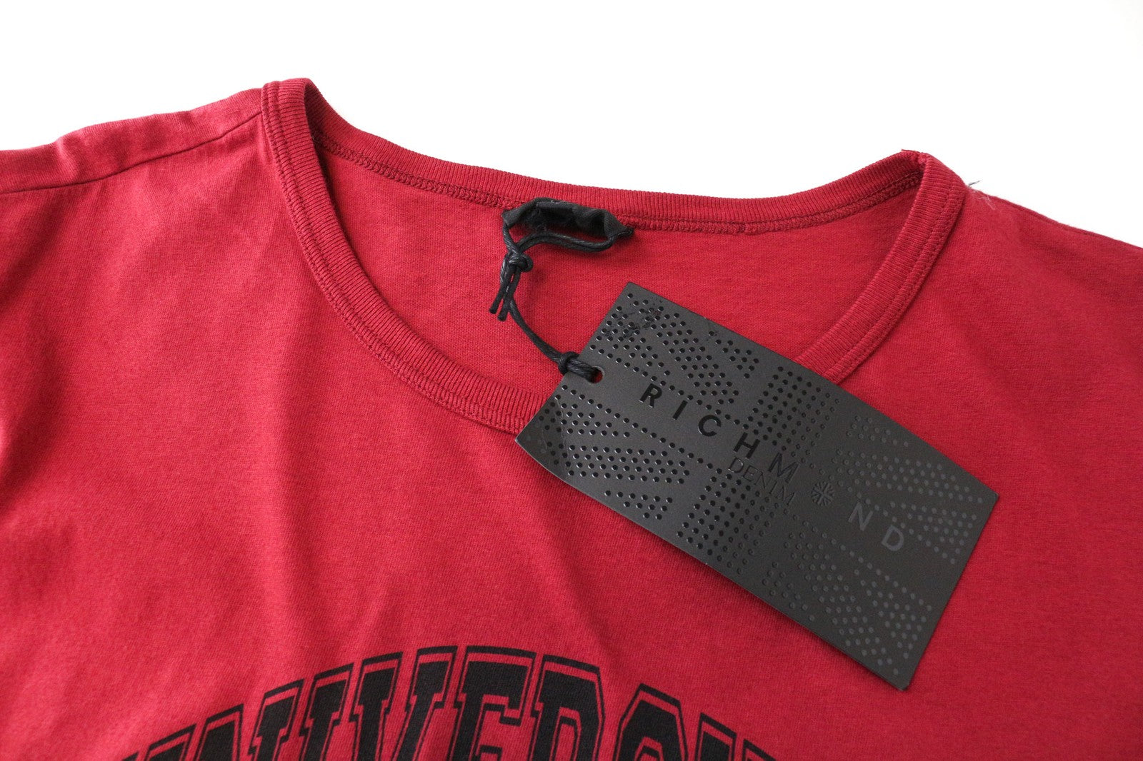 RICHMOND Men's Tee L Red Pure Cotton Logo Print Pullover Short Sleeve