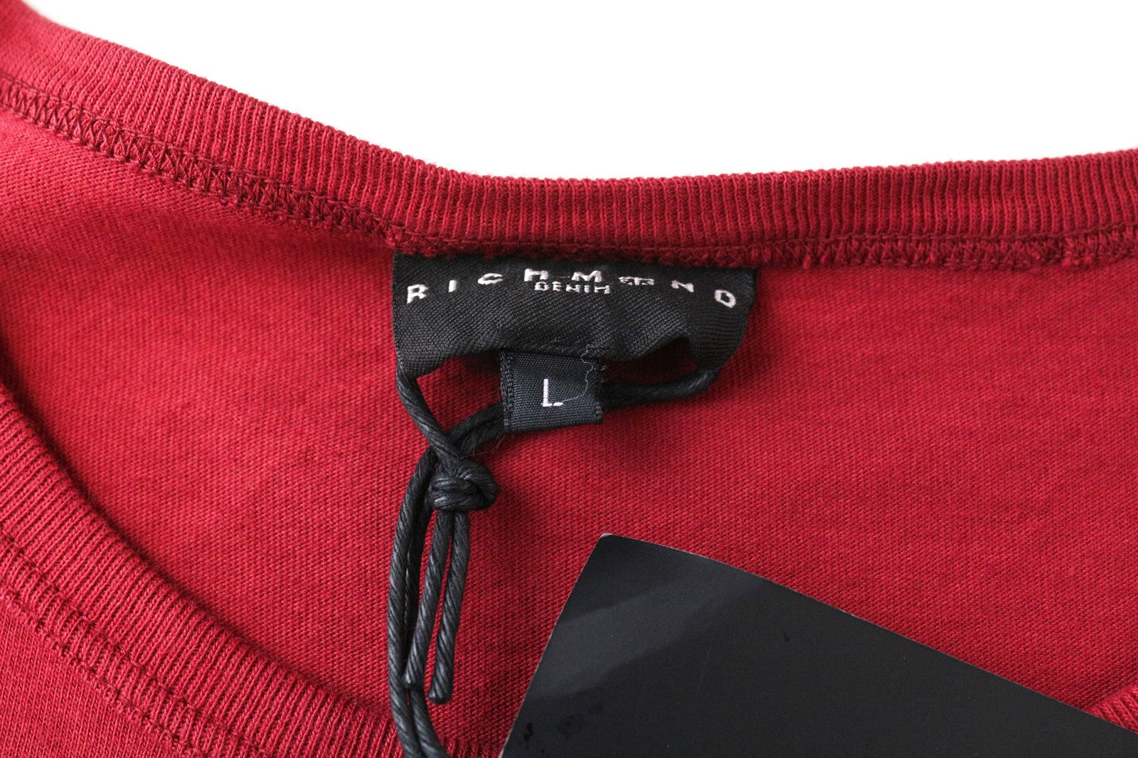 RICHMOND Men's Tee L Red Pure Cotton Logo Print Pullover Short Sleeve