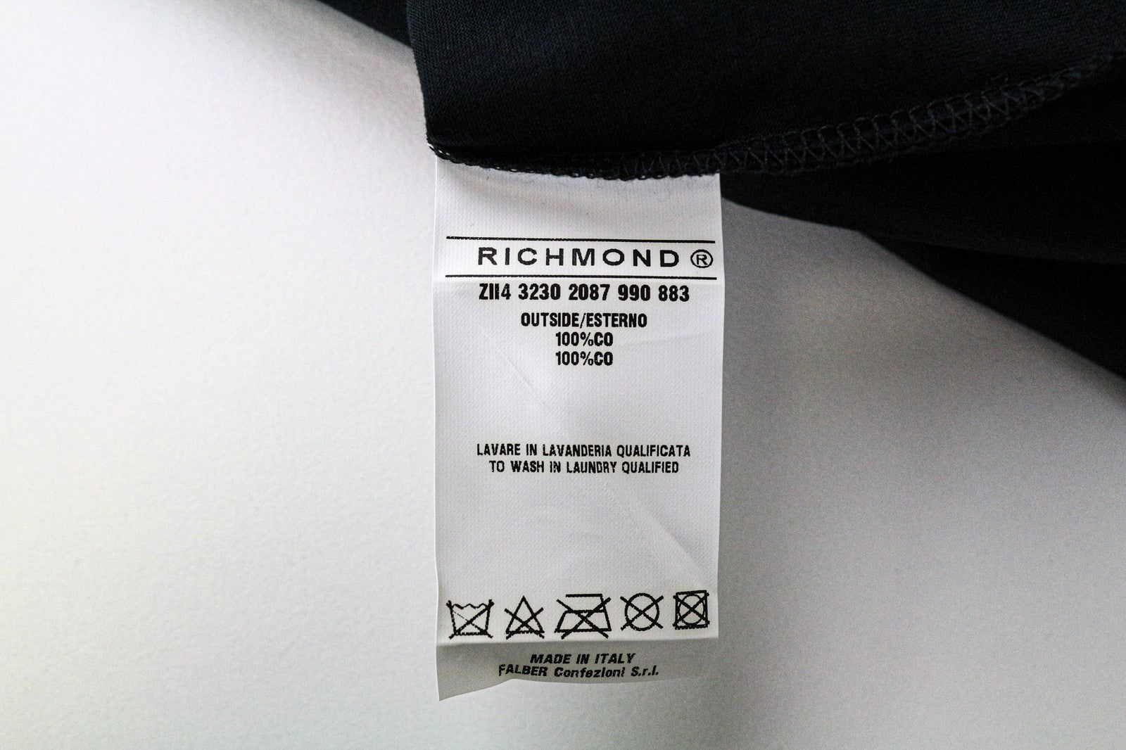 RICHMOND Men's T-Shirt L Black Pure Cotton Short Sleeve V-Neck Knitwear