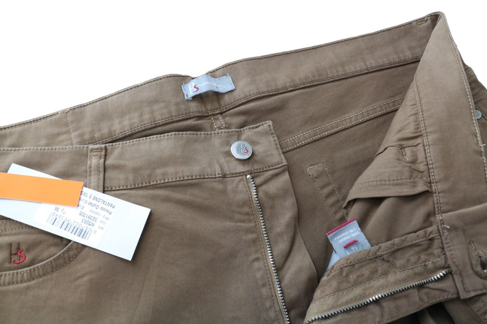 HARMONT & BLAINE Men's Trousers 56 Brown Cotton Stretch Narrow Leg Fit