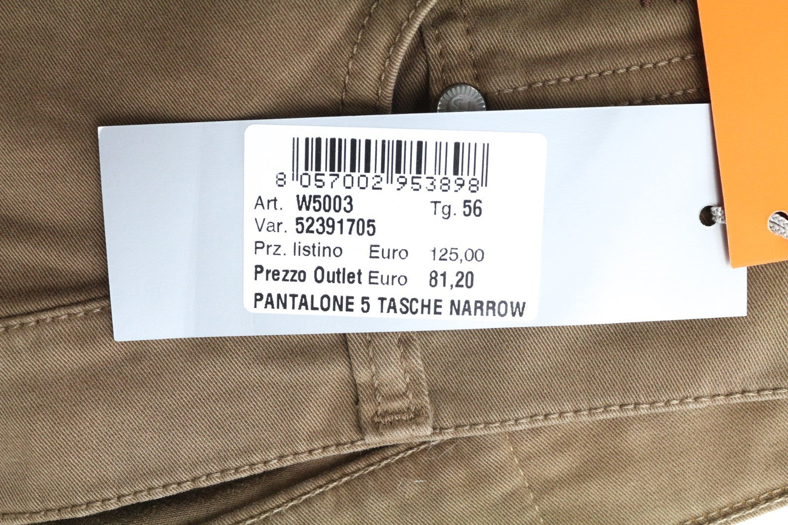 HARMONT & BLAINE Men's Trousers 56 Brown Cotton Stretch Narrow Leg Fit