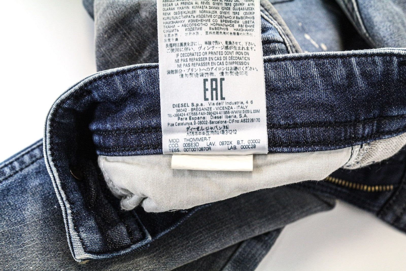 DIESEL Thommer-T 0870X Men's JoggJeans W28 Skinny Blue Stretch Sweat Aged Wash