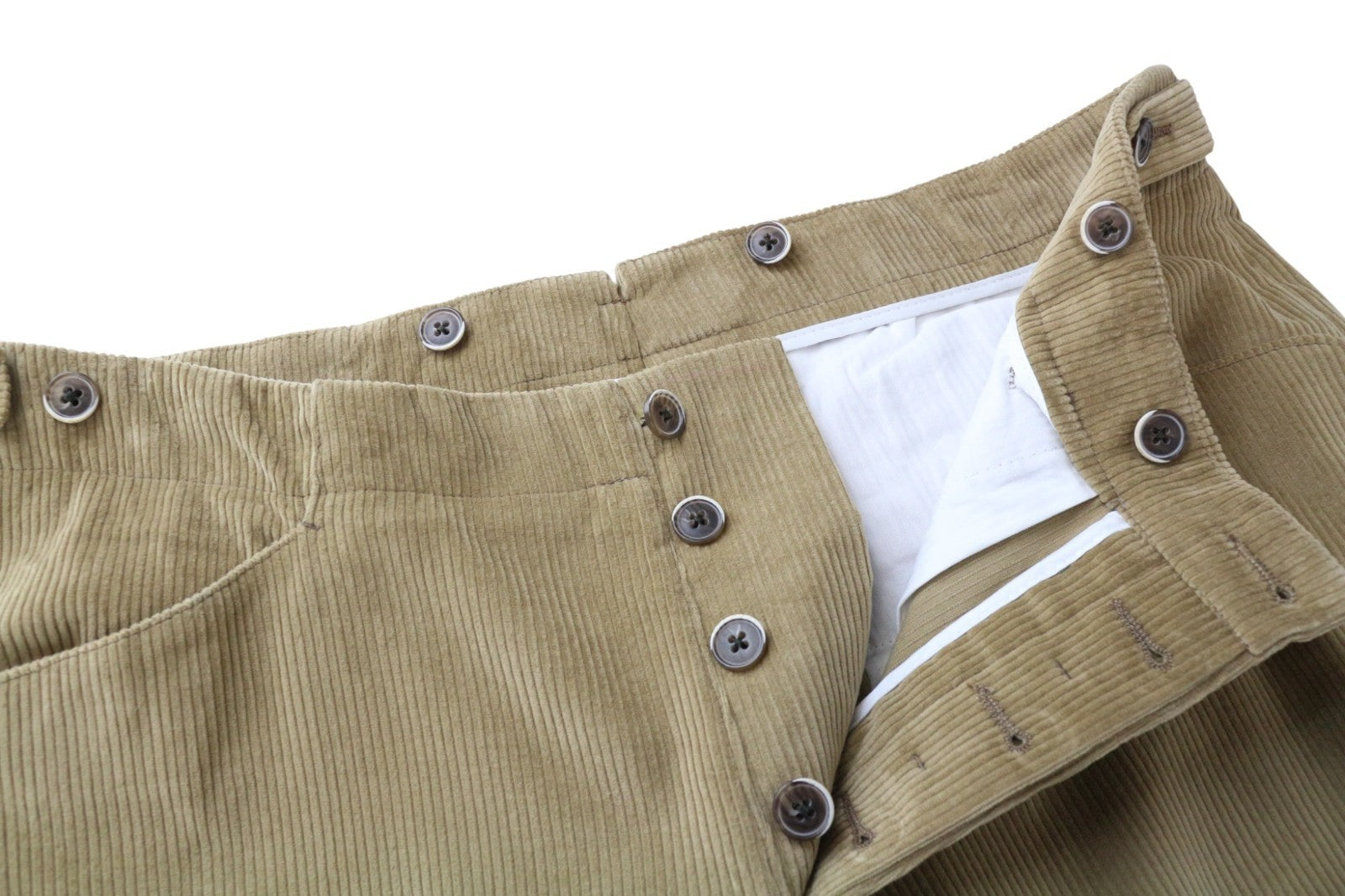 SUITSUPPLY Jort Casual Men's Corduroy Pants UK32R Brown Pleated Cotton Cashmere