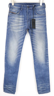 DIESEL D-Bazer 0090D Men's Tapered Jeans W28/L32 Washed Blue Cotton Stretch Fit