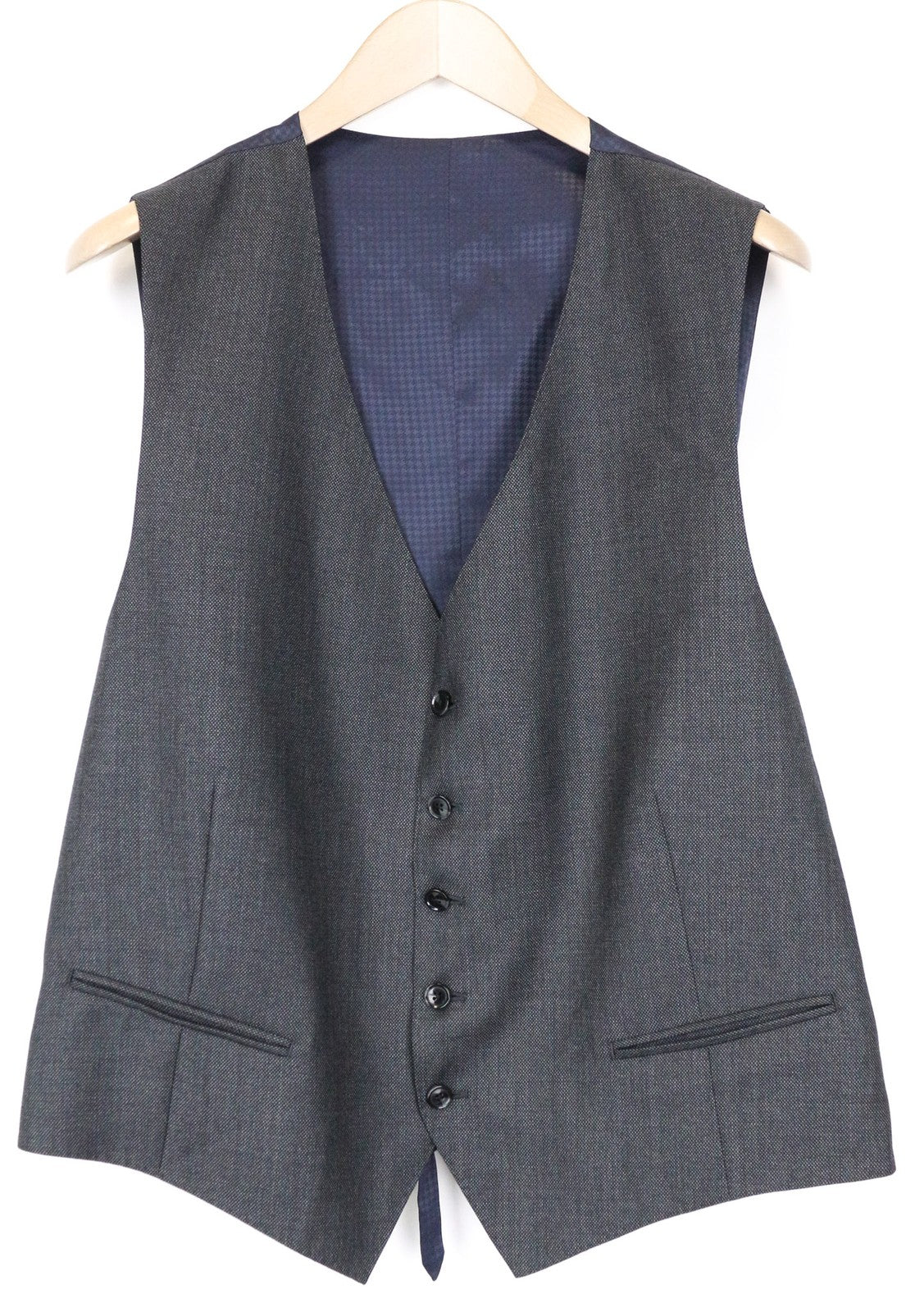 SUITSUPPLY Ferrara Men's Waistcoat UK48S Grey Single-Breasted Pure Wool Vest