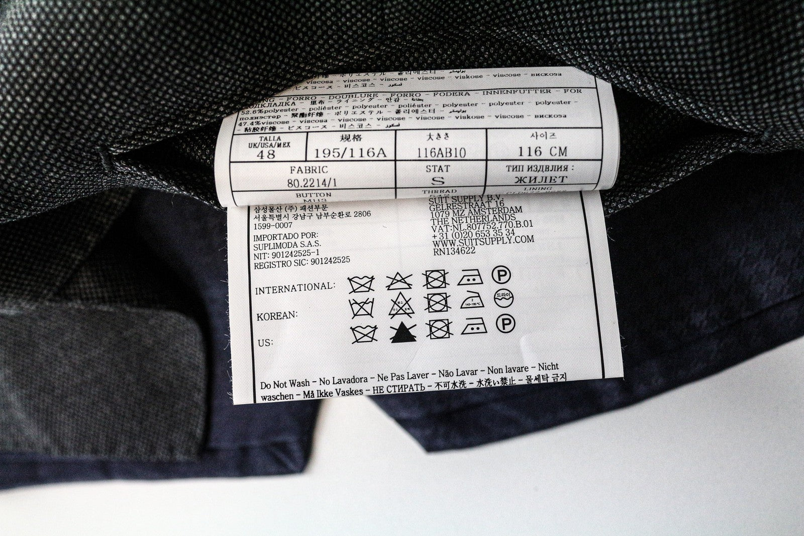 SUITSUPPLY Ferrara Men's Waistcoat UK48S Grey Single-Breasted Pure Wool Vest