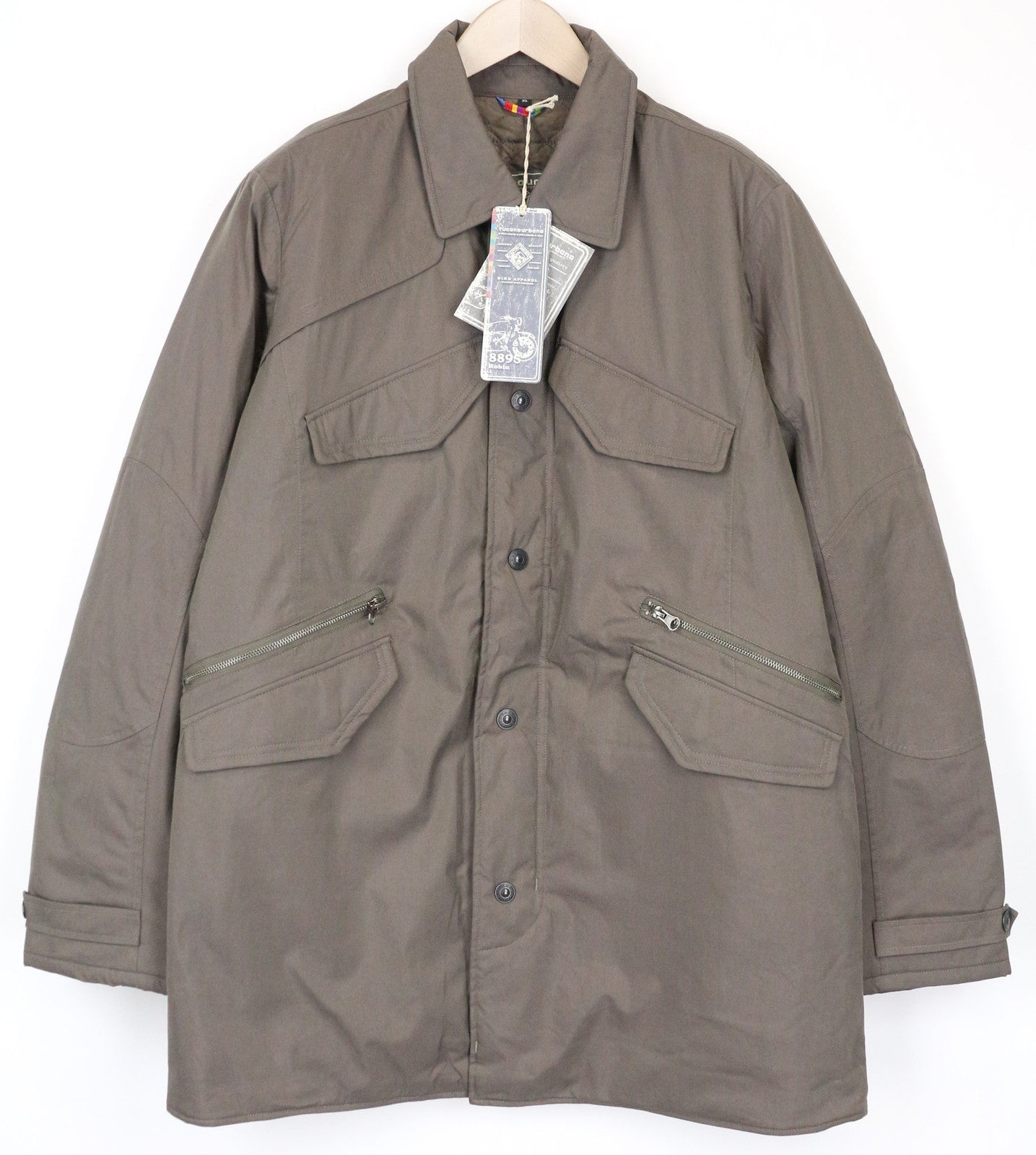 TUCANO URBANO Robin Men's Moto Jacket XL Beige Brown Cotton Waterproof Trench