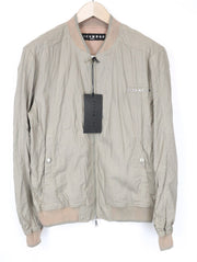 RICHMOND Men's Bomber Jacket 48 Beige Brown Cotton Stretch Casual Zipped