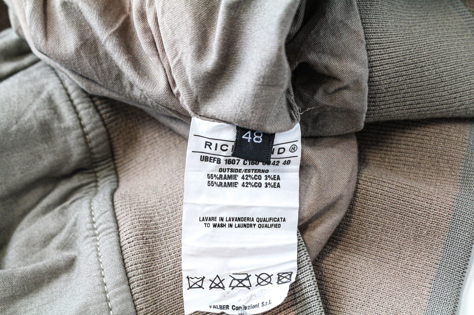 RICHMOND Men's Bomber Jacket 48 Beige Brown Cotton Stretch Casual Zipped