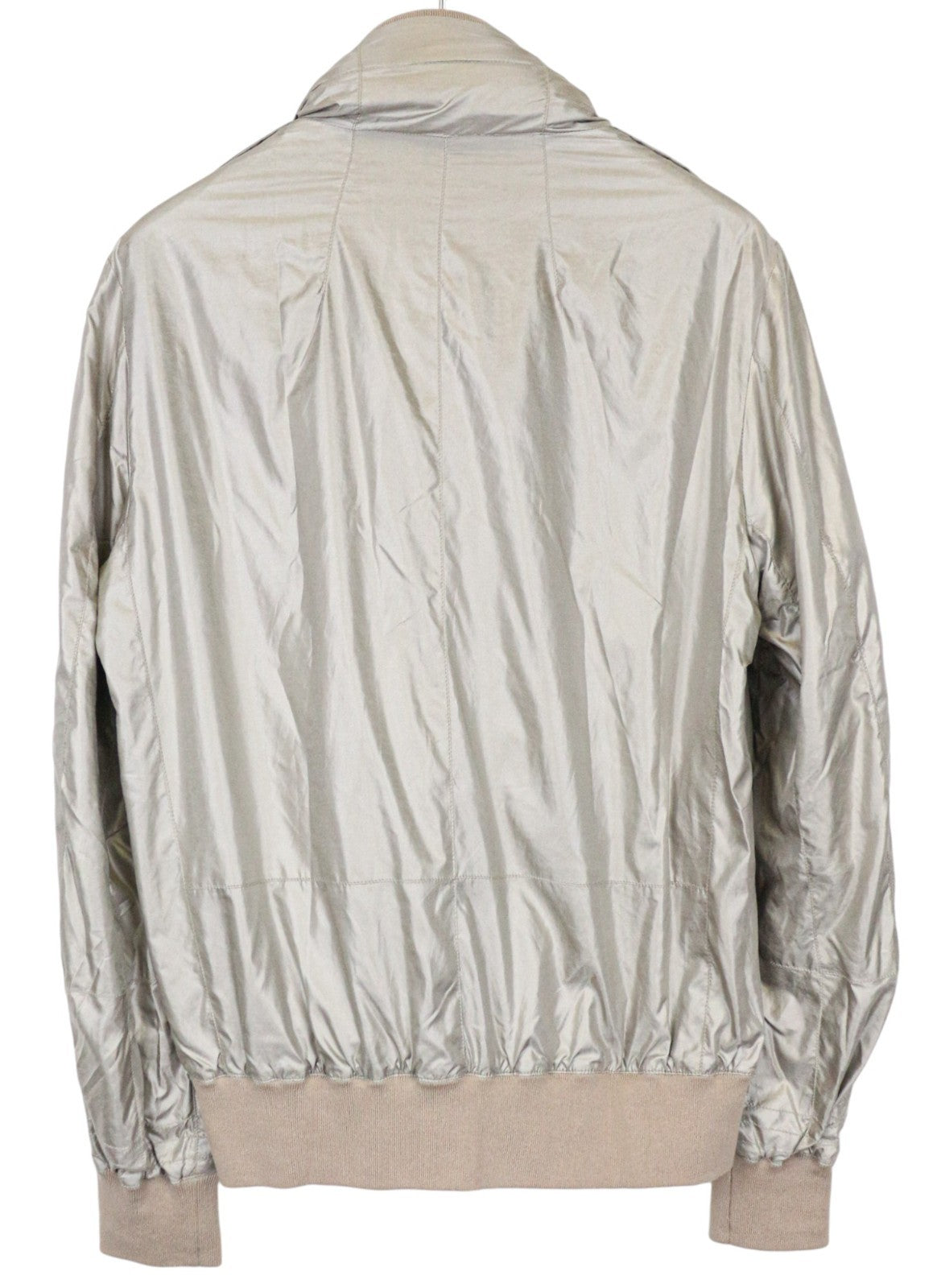 RICHMOND Men's Casual Jacket 48 Brown Shiny Zip-Front Long Sleeve Lightweight