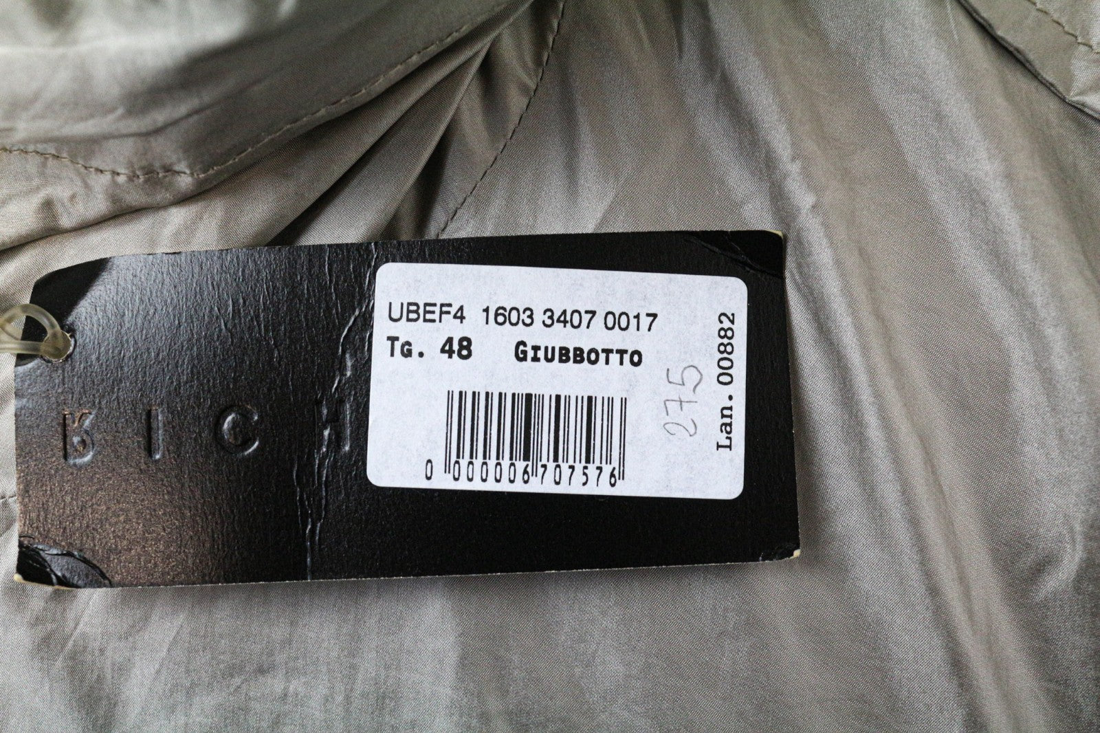 RICHMOND Men's Casual Jacket 48 Brown Shiny Zip-Front Long Sleeve Lightweight