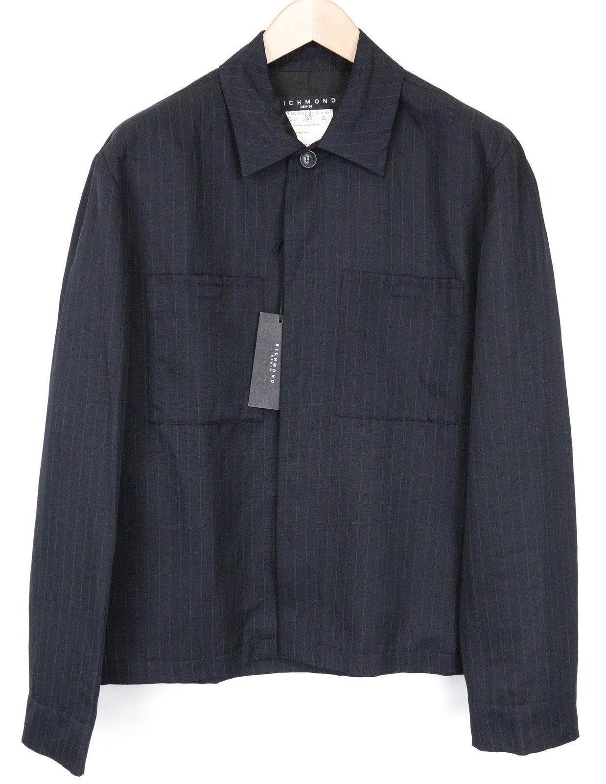 RICHMOND Men's Linen Blend Jacket UK18 Navy Striped Casual Lightweight Blazer