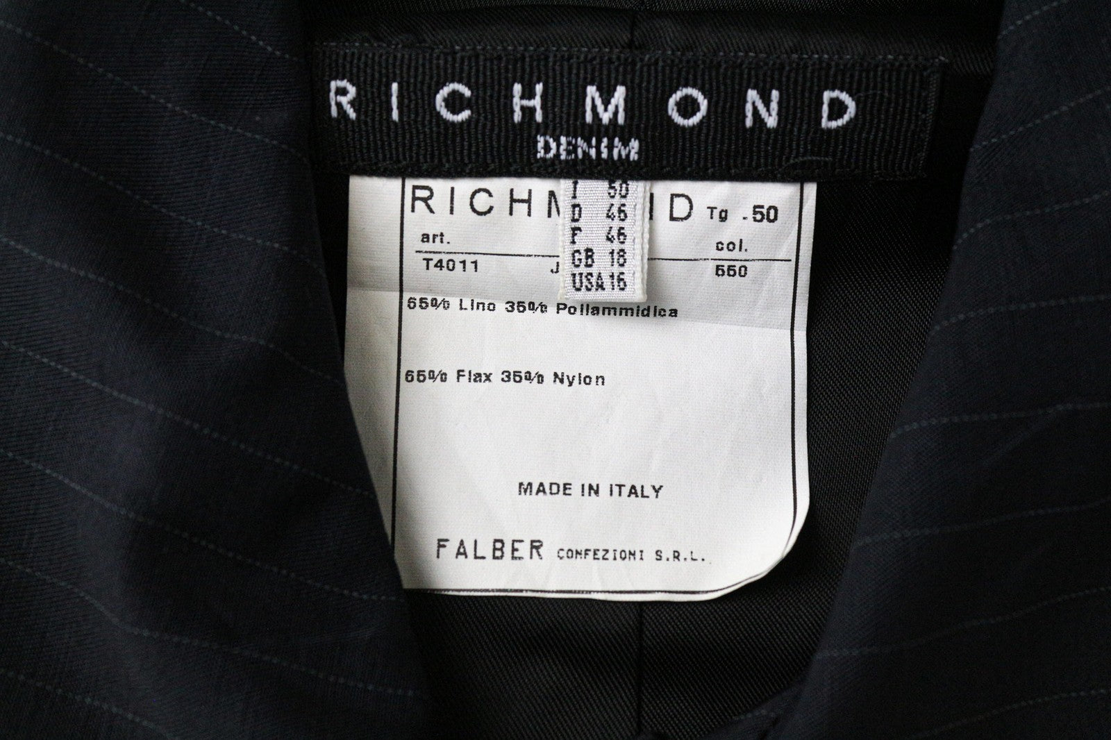 RICHMOND Men's Linen Blend Jacket UK18 Navy Striped Casual Lightweight Blazer