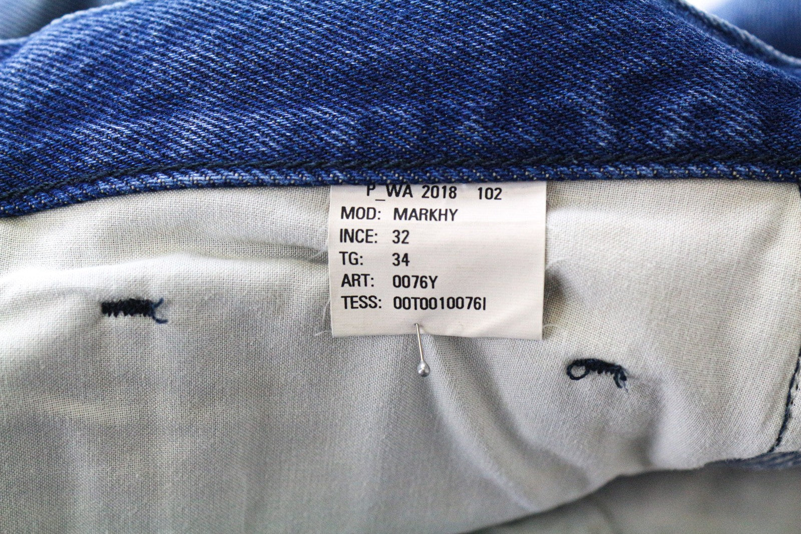 DIESEL Markhy 0076Y Men's Slim Jeans W34/L32 Blue Faded 5-Pocket Denim Pants