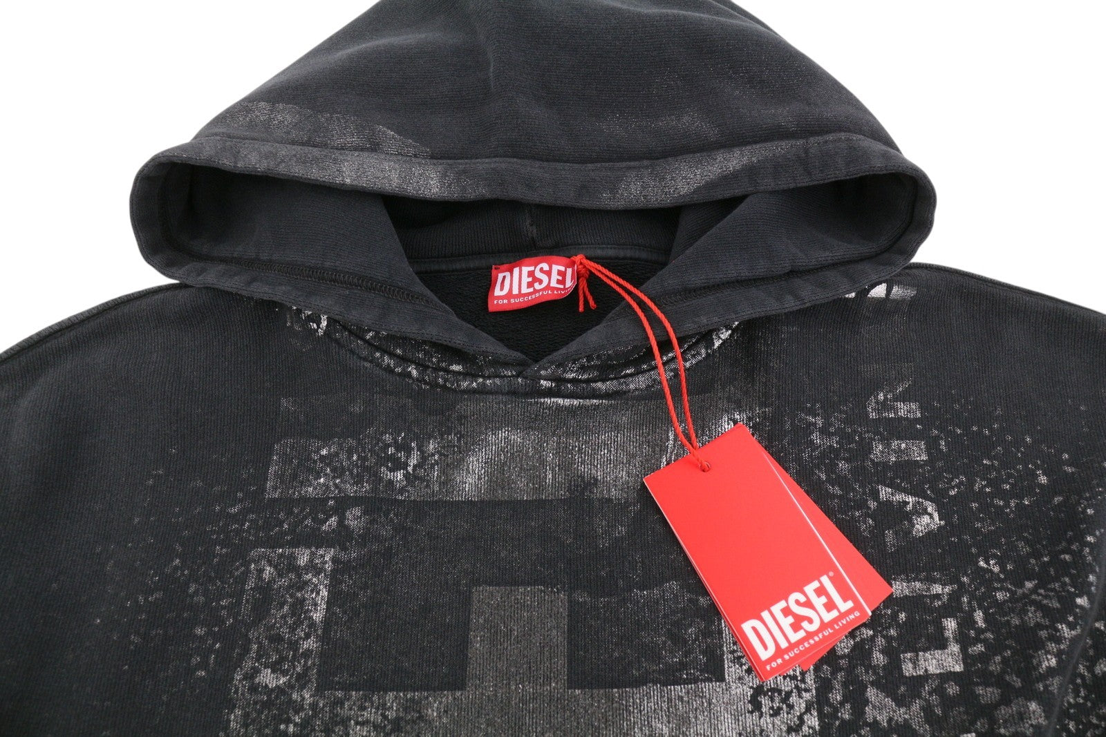 DIESEL S-Boxt-Hood-Q6 Men Hoodie M Black Metallic Shiny Relaxed Fit RRP395
