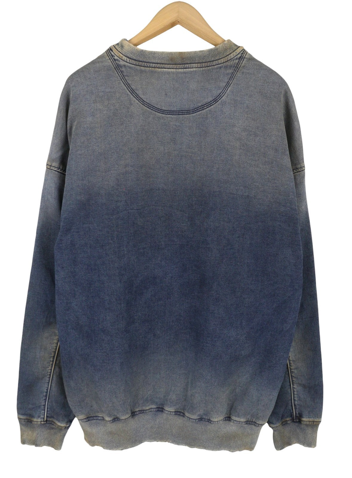 DIESEL D-Krib-Ne Men Sweatshirt XL Blue Faded Aged Look Distressed RRP350