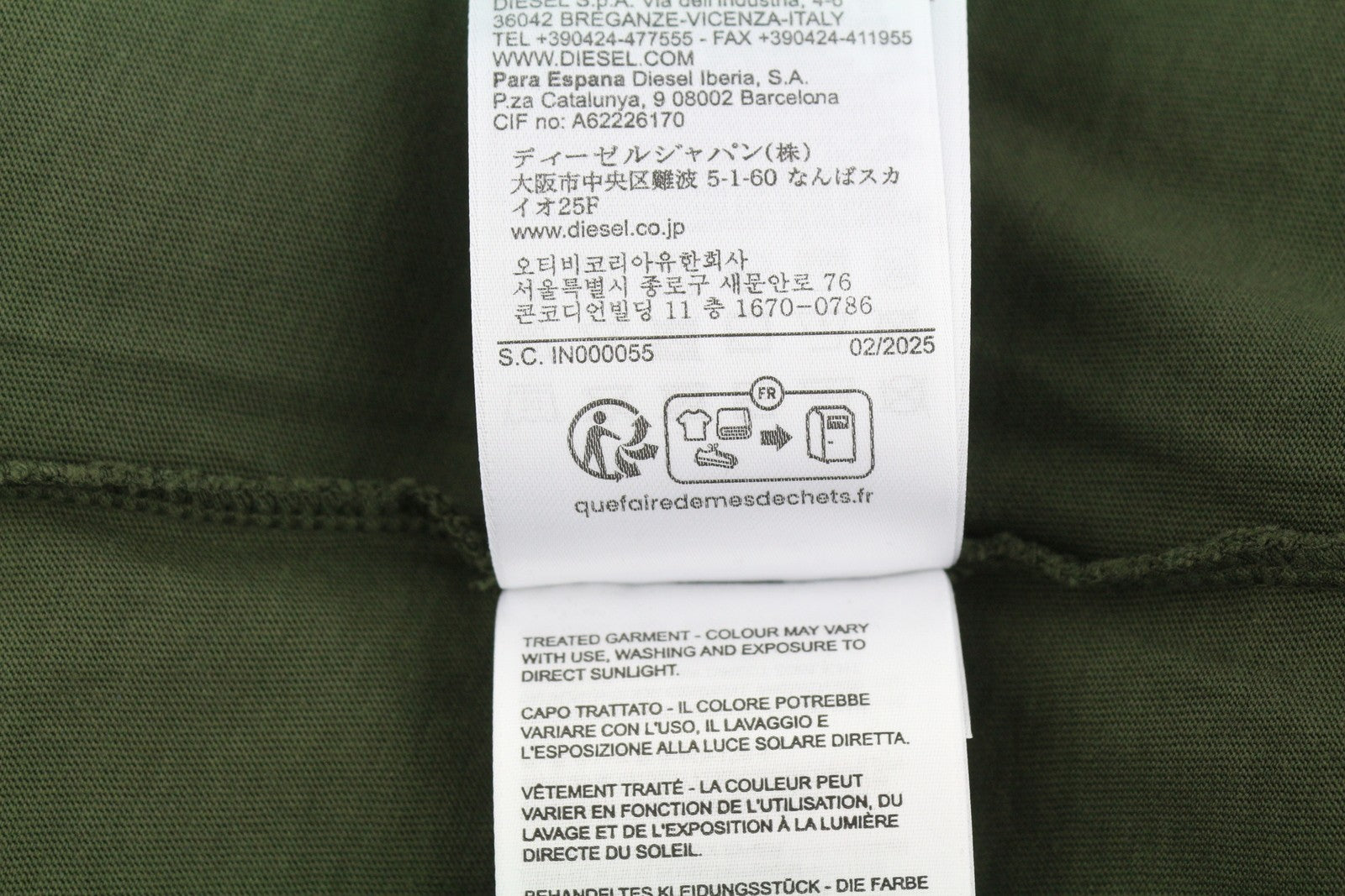DIESEL T-Wash-Out Men T-Shirt 2XL Green Faded Tricot Oversized Short Sleeved