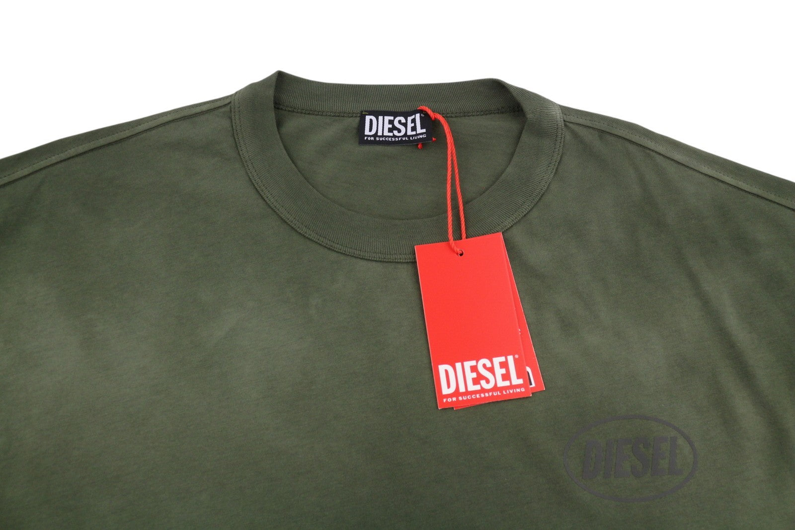 DIESEL T-Wash-Out Men T-Shirt 2XL Green Faded Tricot Oversized Short Sleeved