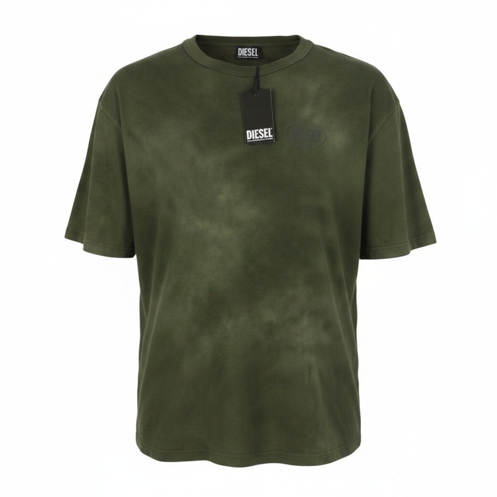 DIESEL T-Wash-Out Men T-Shirt 3XL Green Faded Tricot Oversized Short Sleeve