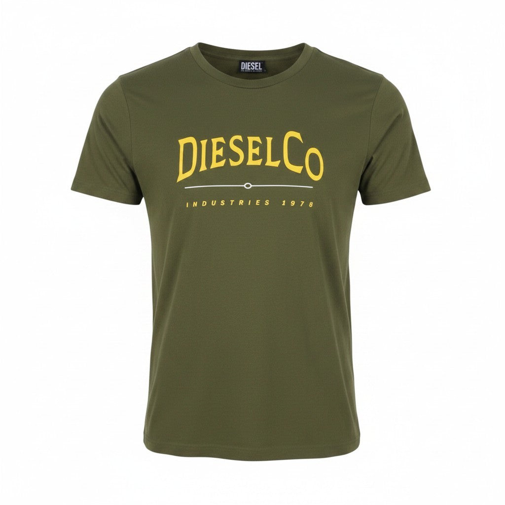 DIESEL T-Diego-Boss Men T-Shirt XL Green Tricot Crew Neck Short Sleeved