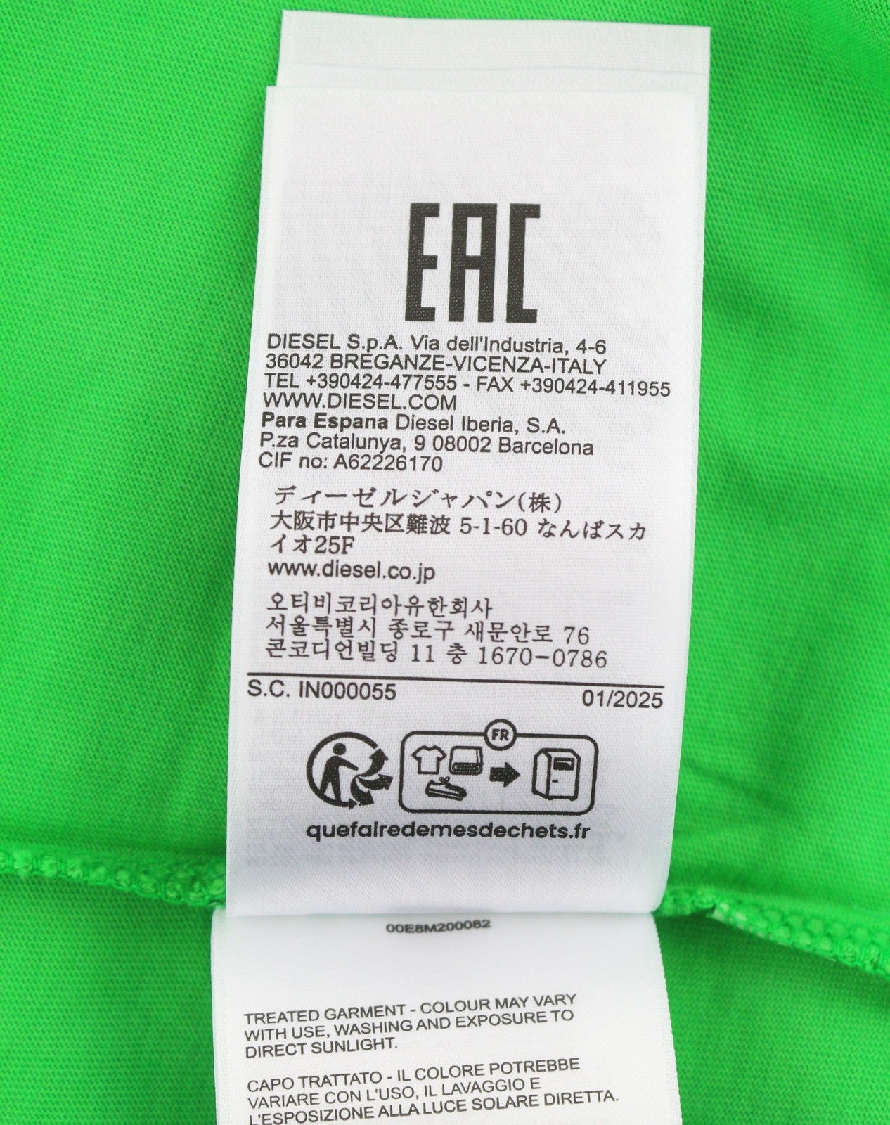 DIESEL T-Wash-Out Men T-Shirt M Green Faded Oversized Crew Neck Short Sleeve