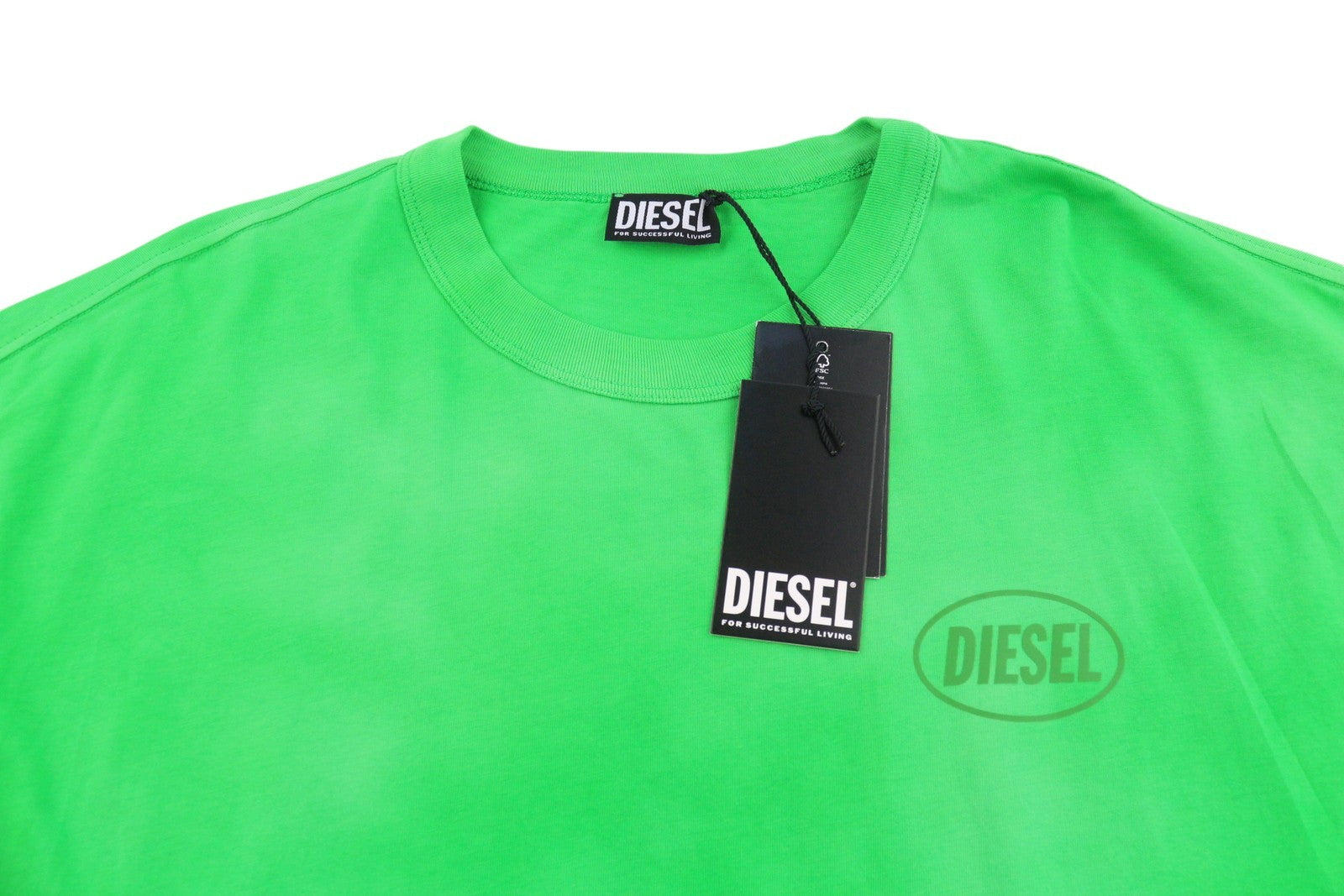 DIESEL T-Wash-Out Men T-Shirt 2XL Green Faded Oversized Crew Neck Short Sleeve