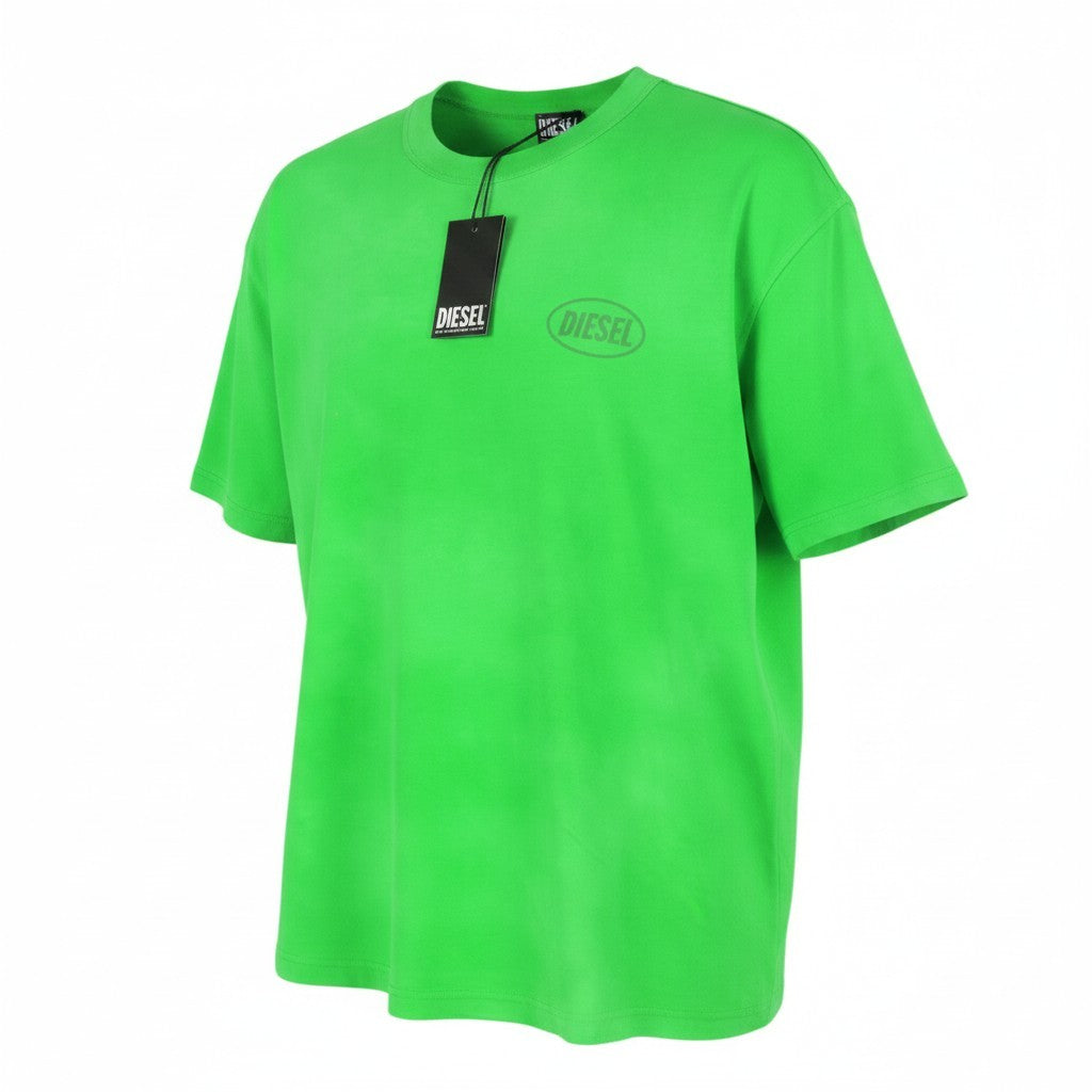 DIESEL T-Wash-Out Men T-Shirt L Green Faded Oversized Crew Neck Short Sleeve