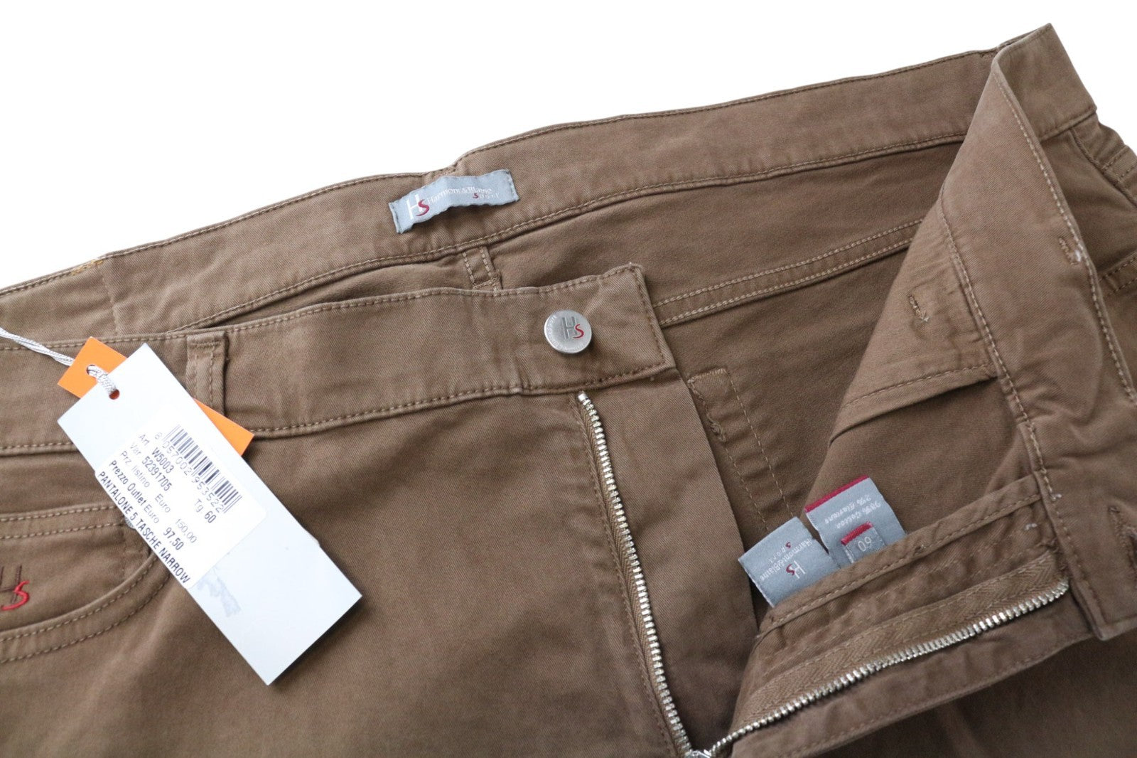 HARMONT & BLAINE Men's Trousers 60 Brown Slim Cotton Stretch Narrow Fit